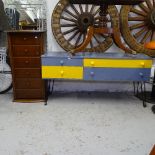 A modern CD cabinet designed as a chest of drawers, and a painted low sideboard with 4 drawers (2)