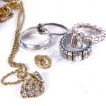 A Swarovski gilded necklace, Esprit silver ring and other silver jewellery (7)