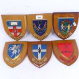 6 wooden shields "University College London", "Inner Temple" etc, height 17.5cm