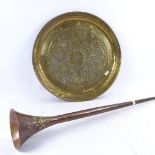 A 19th century Royal Mail copper post horn, and a brass Keswick School of Industrial Arts tray (2)