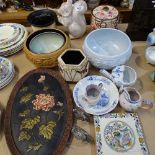 David Sharp squirrel, Bretby pots and plaque, lustre biscuit barrel etc