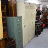 A Vintage painted metal industrial 3-door locker, W123cm, H184cm