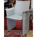 A Matteo Grassi Korrum pale grey leather armchair, by Tito Agnoli, impressed Matteograssi to back