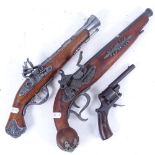 A pinfire revolver (A/F), and 2 replica pistols
