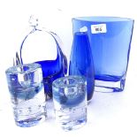 Glass candlesticks, blue glass vase, 20cm etc