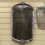A Vintage chrome Riley RMF/RMB Classic car radiator grille, width 42cm, height 70cm