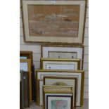 A quantity of Chinese watercolours and embroidered pictures