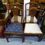 A set of 4 18th century country oak dining chairs, with pierced splat-backs