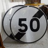 2 Continental circular metal Speed Limit signs, W88cm