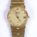 ROAMER - a gold plated quartz wristwatch, with original box, working order