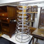 A French galvanised metal bottle drying rack