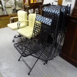 A set of 6 folding metal garden chairs