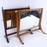 2 19th century mahogany-framed rectangular swing toilet mirrors, largest overall height 46cm (2)