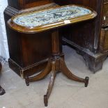An Antique mahogany occasional table, with an inset beadwork panel, W61cm, H57cm