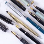 Various pens, including Conway Stewart, Dinkie, Sheaffer, "Montblanc" etc