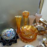 Carnival glass bowls and vases etc