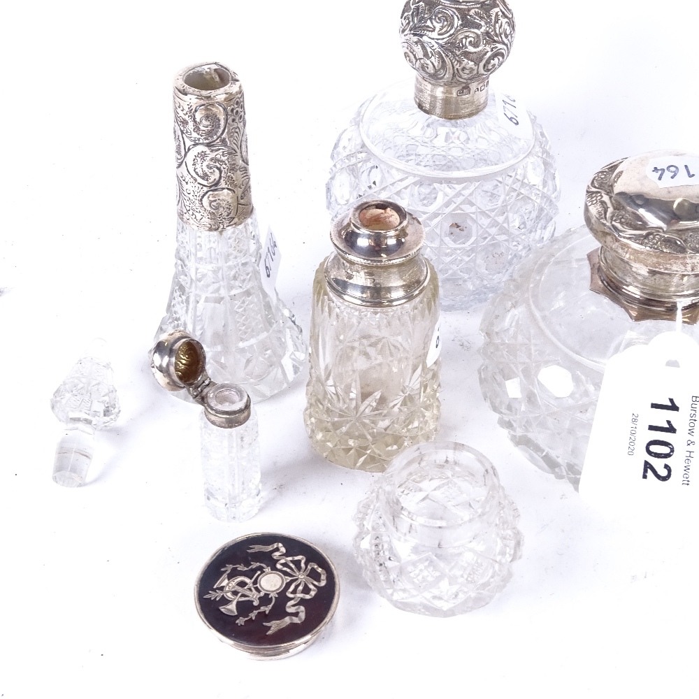6 various cut-glass and silver-mounted scent bottles - Image 2 of 2