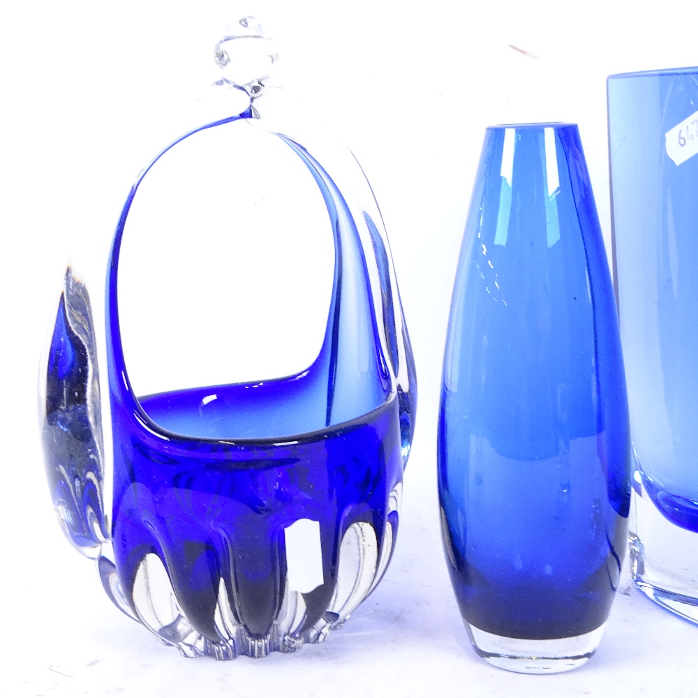 Glass candlesticks, blue glass vase, 20cm etc - Image 2 of 2