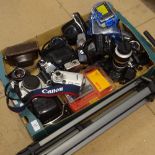 Various Vintage cameras and equipment, including Cullmann tripod, Pentax, Minolta etc