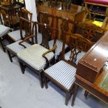 7 similar Georgian mahogany Chippendale style dining chairs, with upholstered seats, including 1