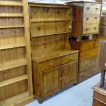 A modern polished pine 2-section dresser, W110cm