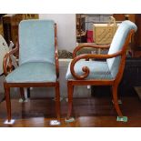 A pair of mid-century Hollywood Regency small armchairs, by Maurice Hirsch, stamped M Hirch to the