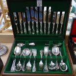 A canteen of silver plated cutlery for 6 people, retailed by Butlers of Sheffield, mahogany-cased