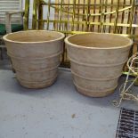 A pair of unglazed terracotta Cretan design garden pots, H50cm