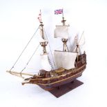 Mayflower, handmade model ship on stand, length 68cm, height 60cm