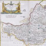 A map of Somersetshire by Robert Morden, and an Edwardian mahogany 30-hour mantel clock (2)