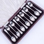 A cased set of 12 George V silver teaspoons, by James Deakin & Son, Sheffield 1928