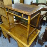 A Chinese design bamboo and black lacquered writing desk, with single frieze drawer, W73cm, H76cm