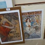 4 Art Nouveau style prints and 2 watercolours (6)