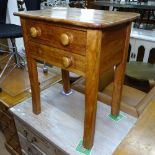 A Victorian mahogany lamp table with 2 frieze drawers, 60cm x 68cm