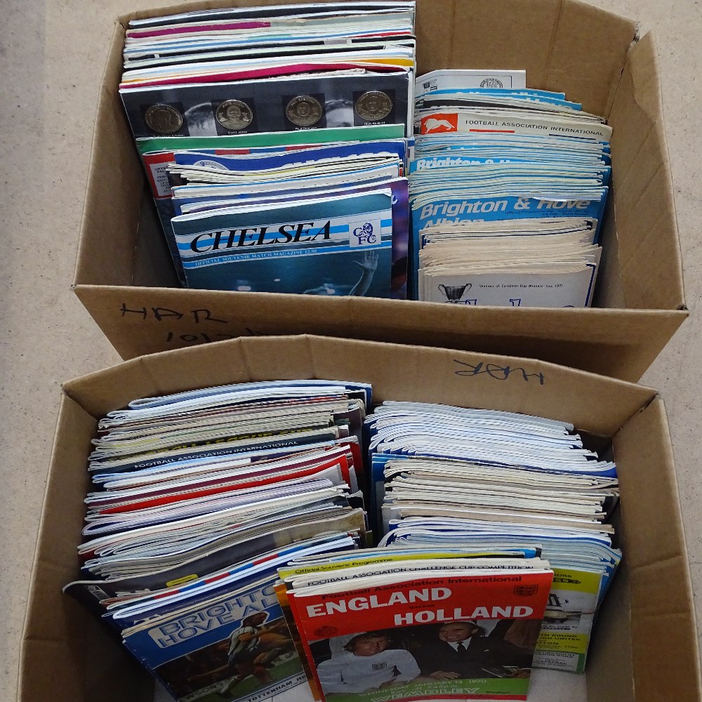 2 boxes of late 20th century football official programmes, Clubs include Brighton & Hove Albion,