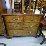 An Edwardian mahogany 4-drawer chest on bracket feet, W90cm