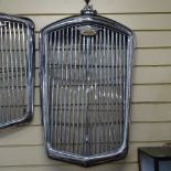 A Vintage chrome Wolseley 6/80 Classic car radiator grille, width 52cm, height 77cm