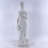 A carved alabaster sculpture of Hebe, unsigned, height 50cm