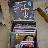 A box of LP and single records, including Mario Lanza and Val Doonican