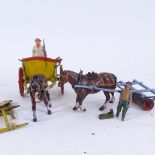 2 Vintage Britains Ltd Home Farm Series figurines, including Tumbrel, and Horse Roller, both