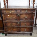 An 18th century joined oak chest of 4 long drawers, W92cm, H87cm