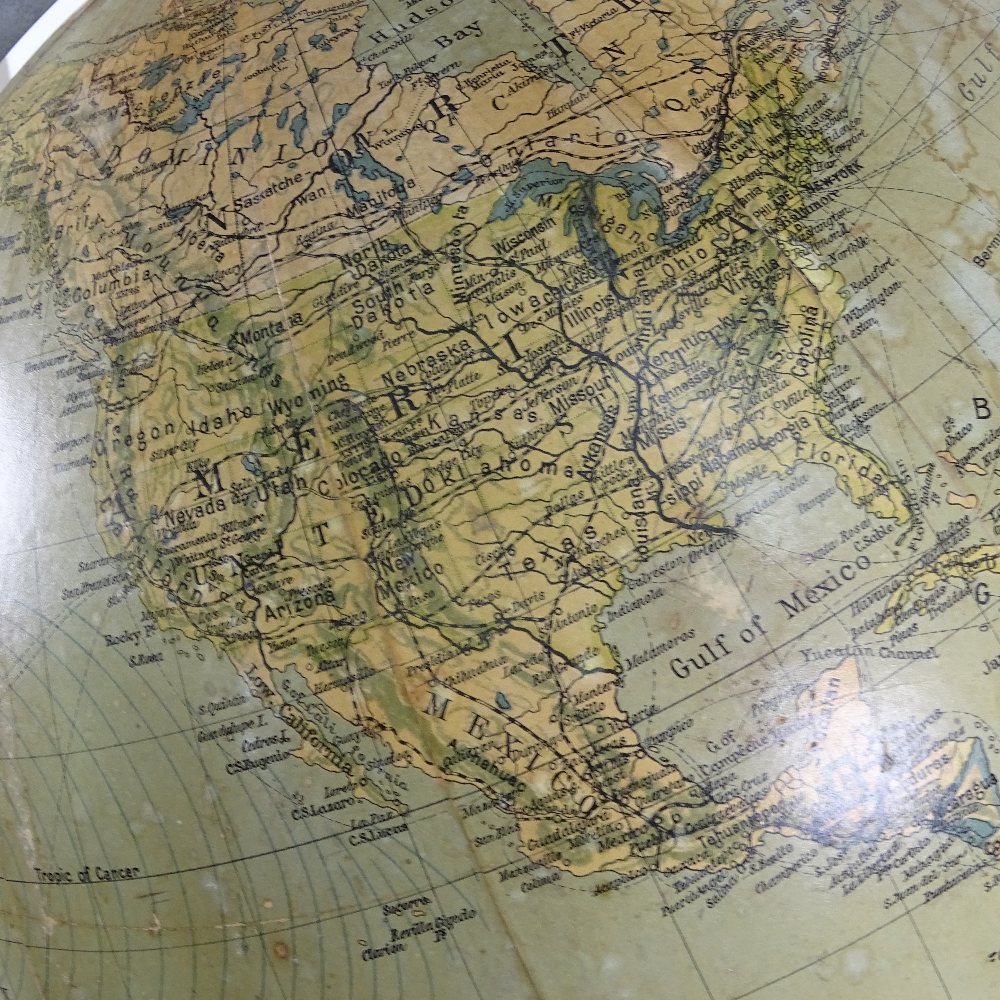 An early 20th century terrestrial globe, by James Wellsworth Ltd, on compass inset stand, overall - Image 2 of 2