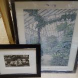 Arthur Byrne, colour print, palace conservatory, and Brian Sowerby, pair of etchings (3)