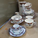 Crown Ducal "Orange Tree" teaware, and a Victoria China trio