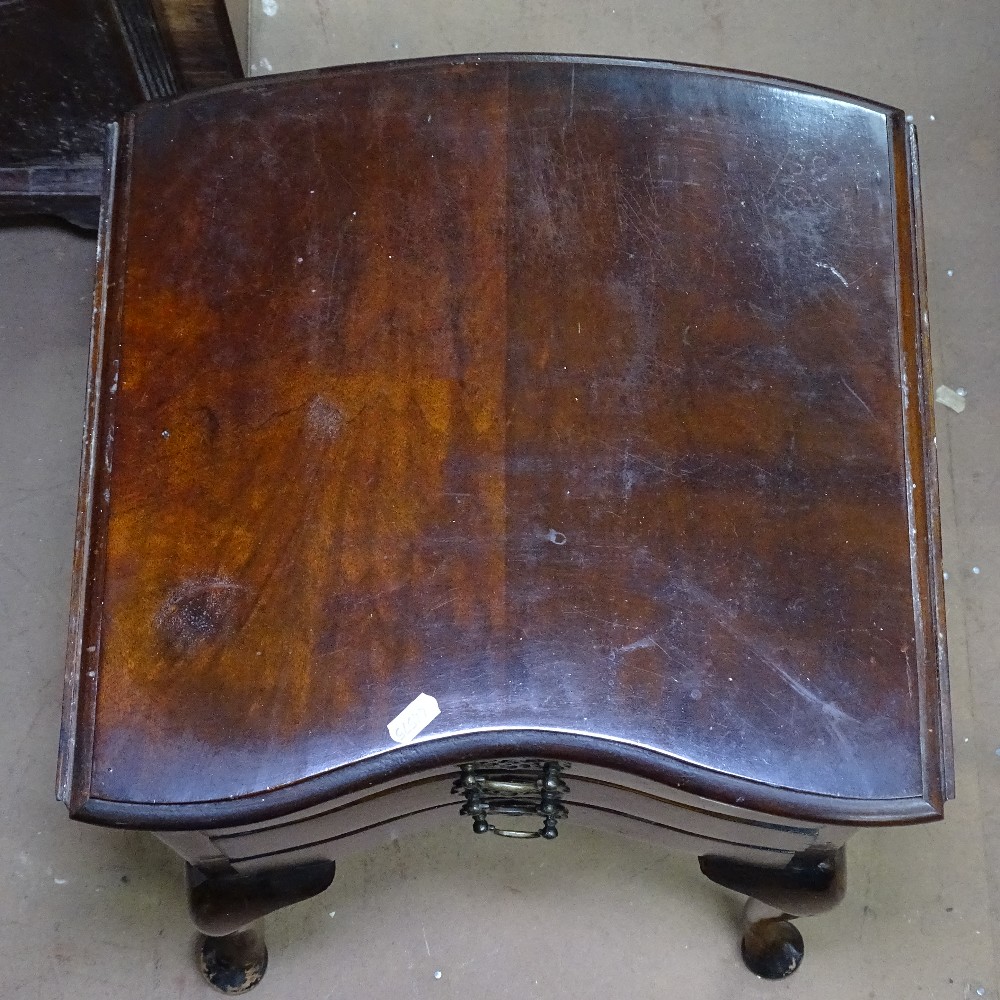 A 1930s mahogany 3-drawer drop leaf chest on cabriole legs, W40cm, H70cm - Image 2 of 2
