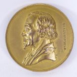 A 19th century gilt-bronze Beaconsfield medal, by J W Minton, diameter 6.5cm