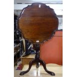 A mahogany Chippendale style tilt-top table, with pie crust edge, on tripod base, W60cm