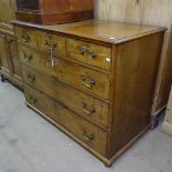 A 19th century mahogany chest of 3 short and 3 long drawers, on bun feet, W112cm, H85cm