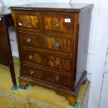A reproduction cross-banded mahogany 5-drawer chest, W56cm, H76cm