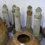 A set of 6 weathered garden ornaments (lighthouses), H70cm